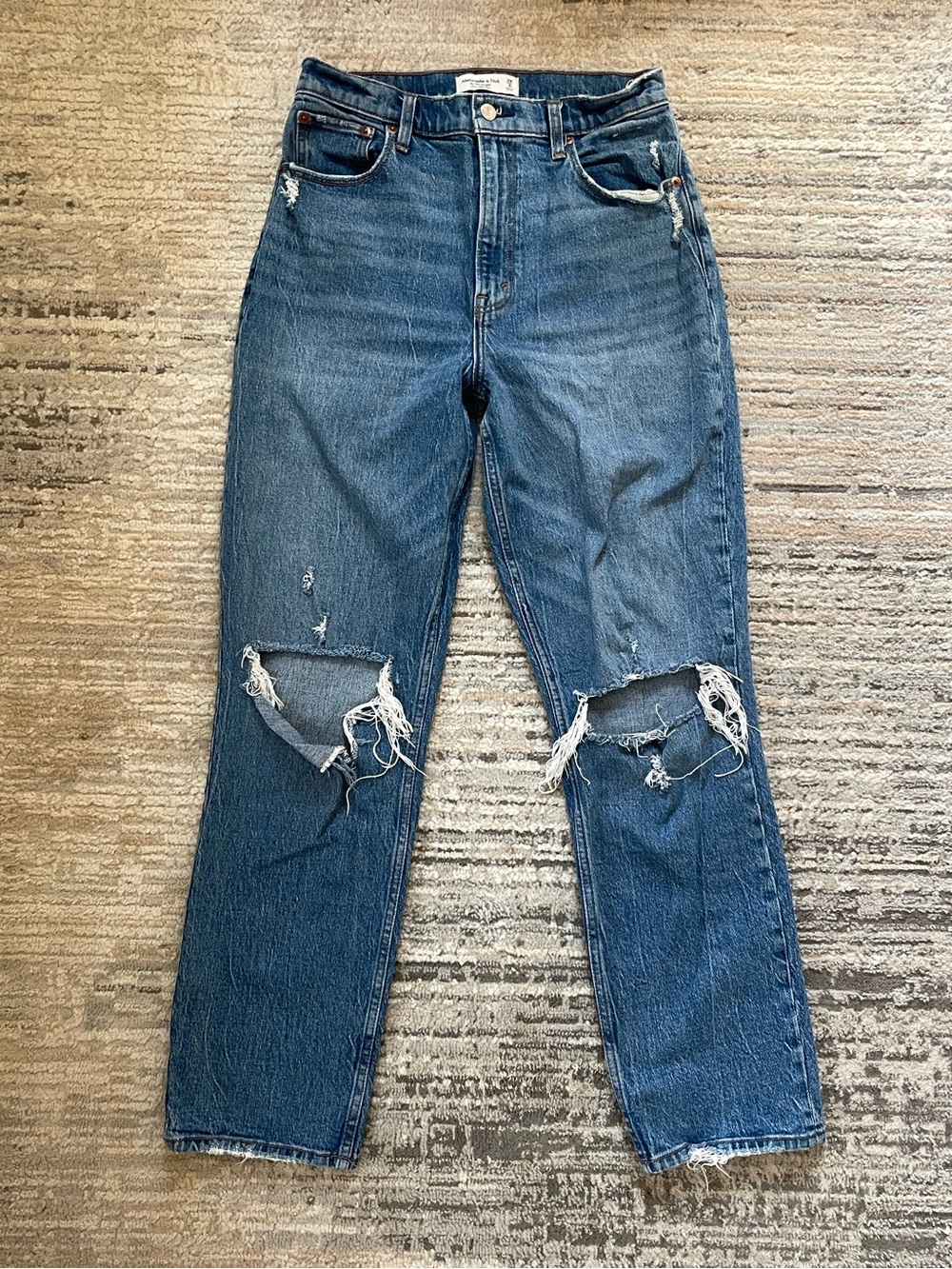Abercrombie Dark Wash Ultra High Rise 90s Straight Curve Love Jean